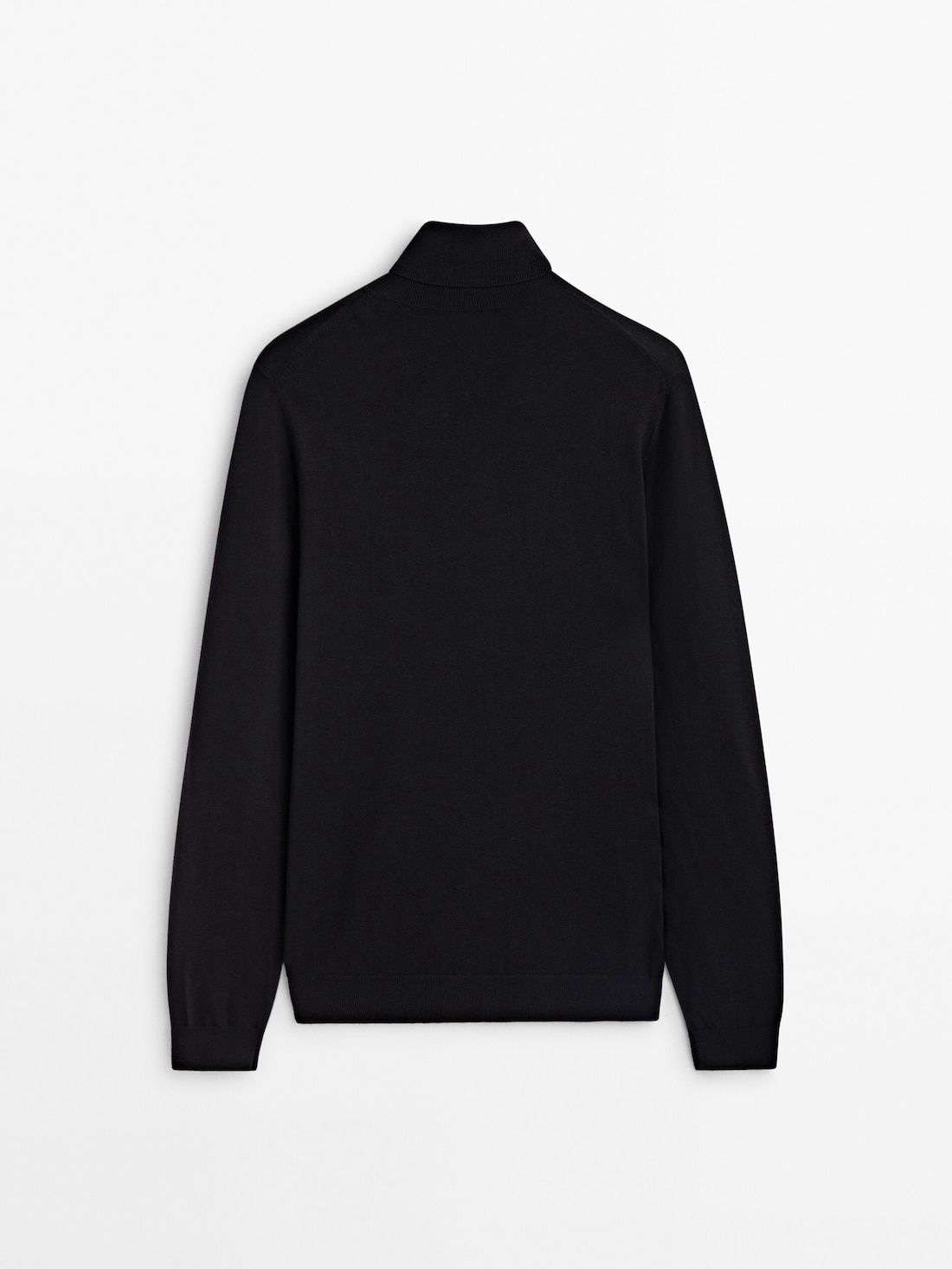 Massimo Dutti Cotton Blend High Neck Men Sweater Black | US-TA4517603