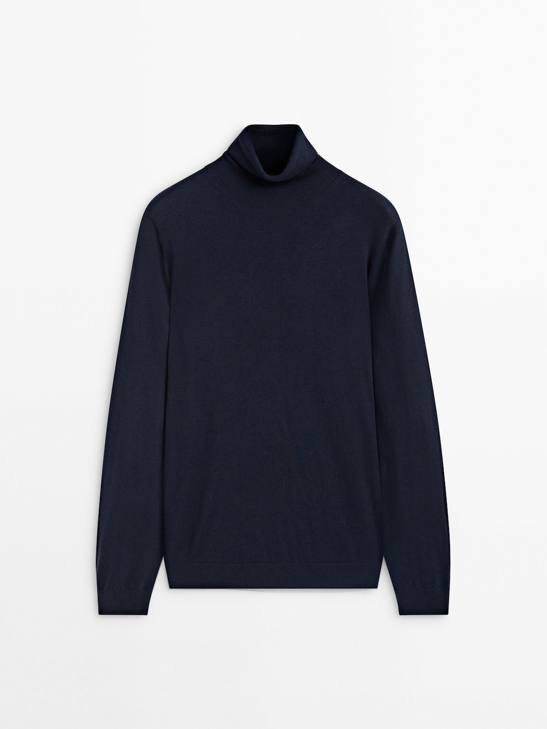 Massimo Dutti Cotton Blend High Neck Men Sweater Navy | US-AX0526894