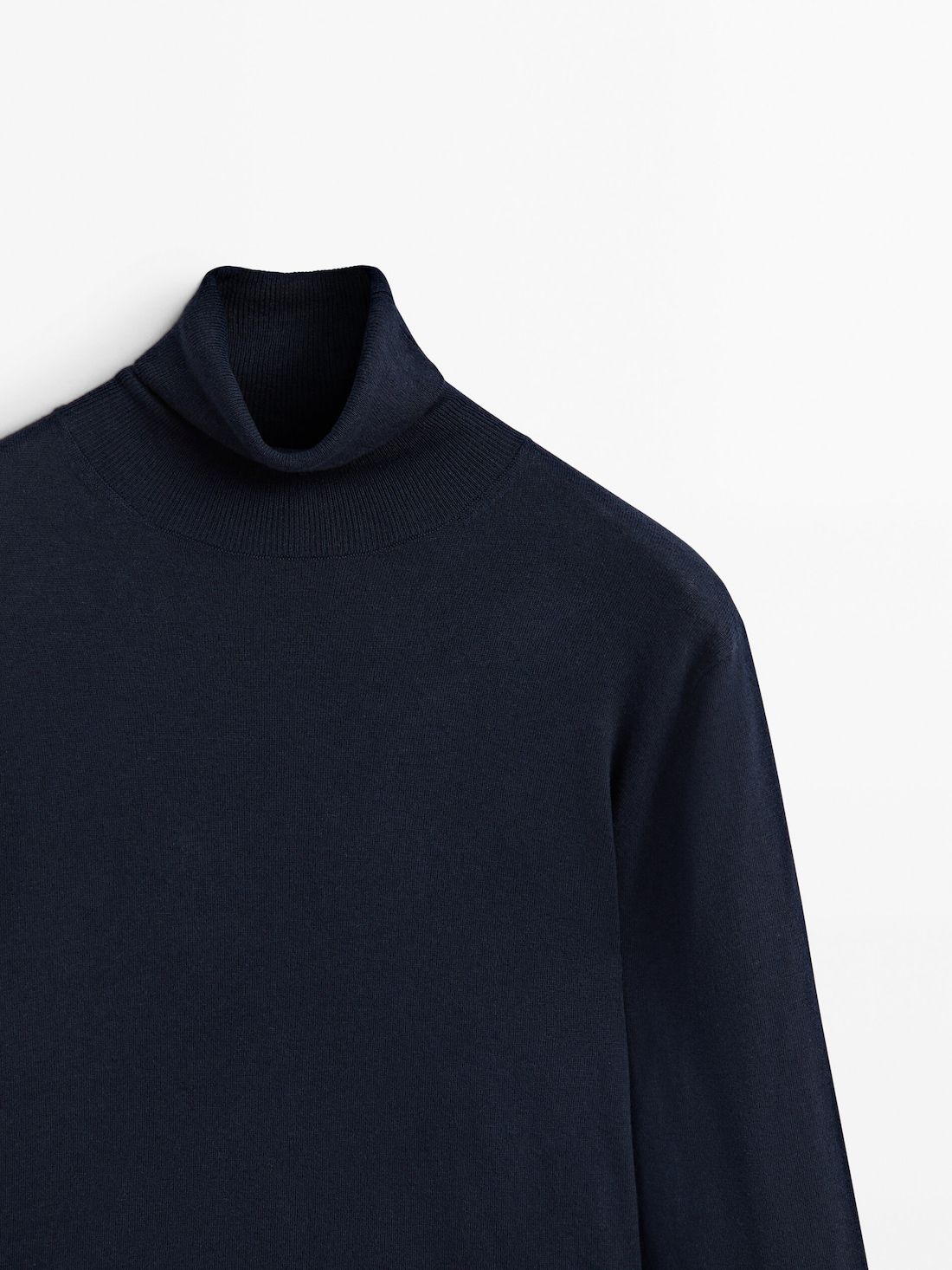 Massimo Dutti Cotton Blend High Neck Men Sweater Navy | US-AX0526894