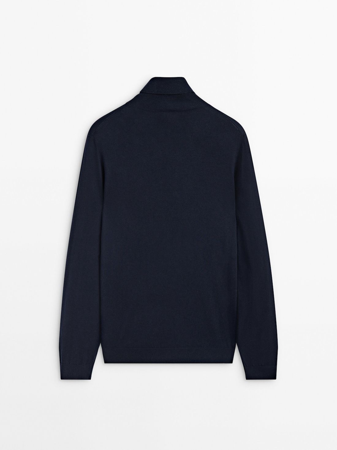 Massimo Dutti Cotton Blend High Neck Men Sweater Navy | US-AX0526894