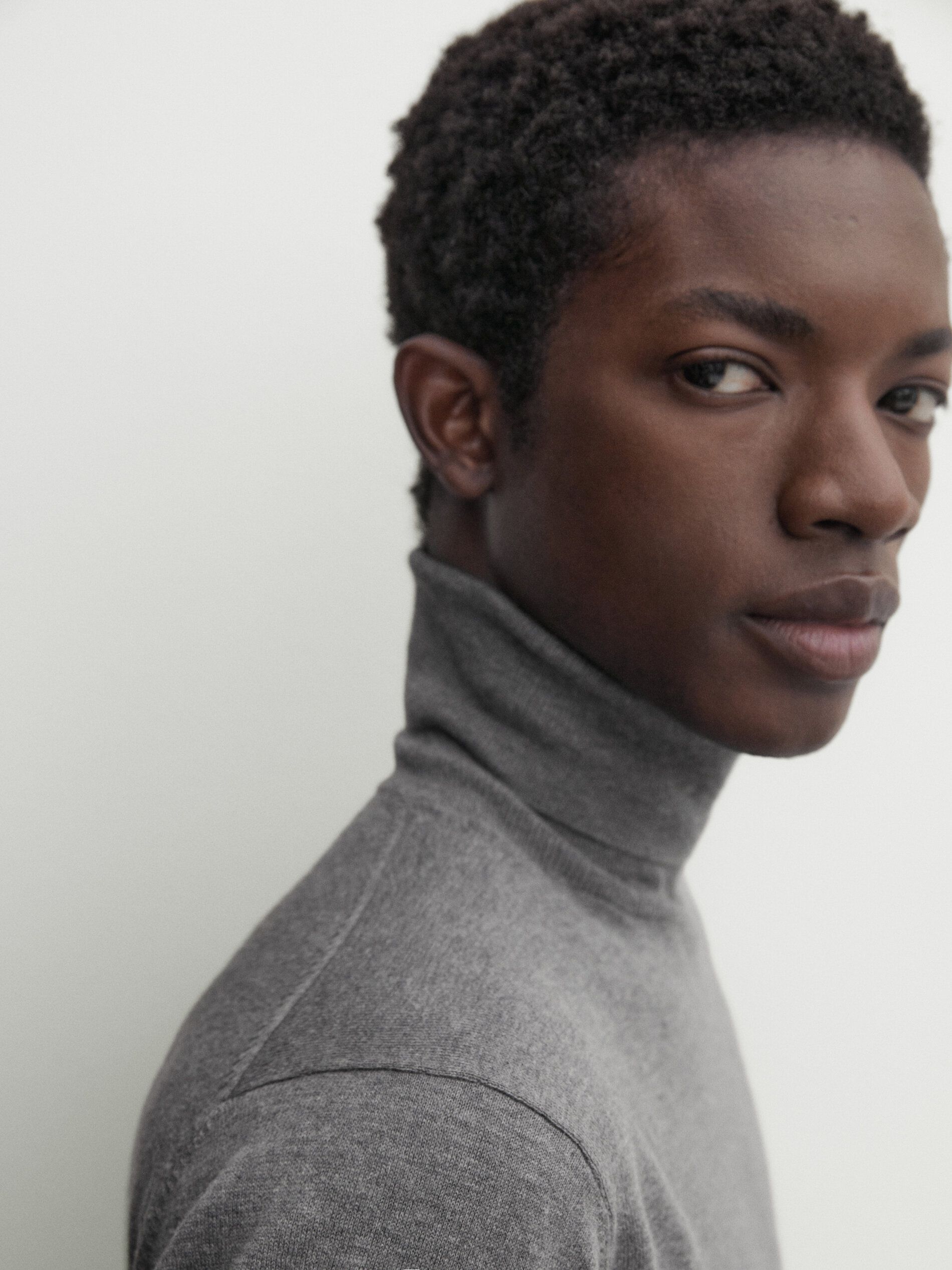 Massimo Dutti Cotton Blend High Neck Men Sweater Grey | US-NQ7480312