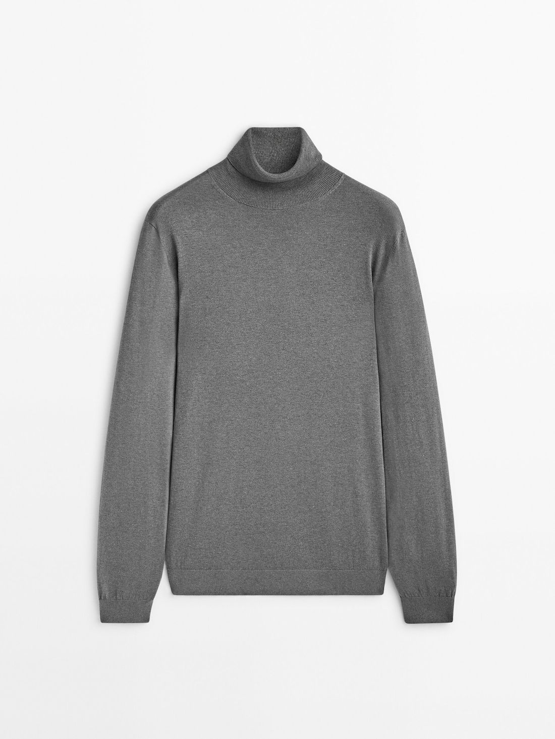 Massimo Dutti Cotton Blend High Neck Men Sweater Grey | US-NQ7480312
