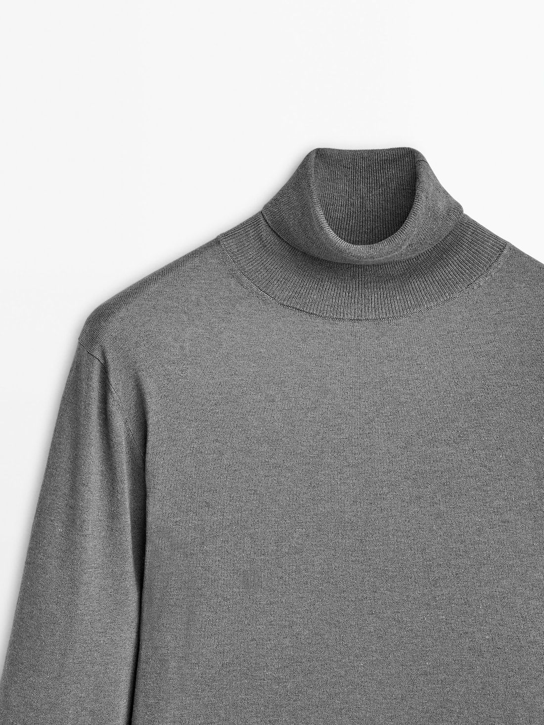 Massimo Dutti Cotton Blend High Neck Men Sweater Grey | US-NQ7480312