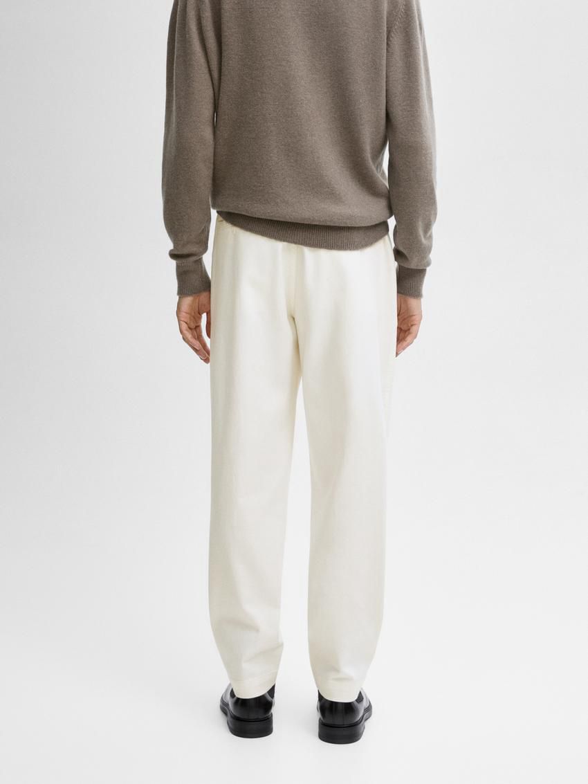 Massimo Dutti Cotton Blend Jogger Fit Men Trousers Cream | US-ZF4056283