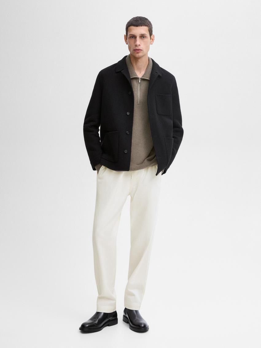 Massimo Dutti Cotton Blend Jogger Fit Men Trousers Cream | US-ZF4056283