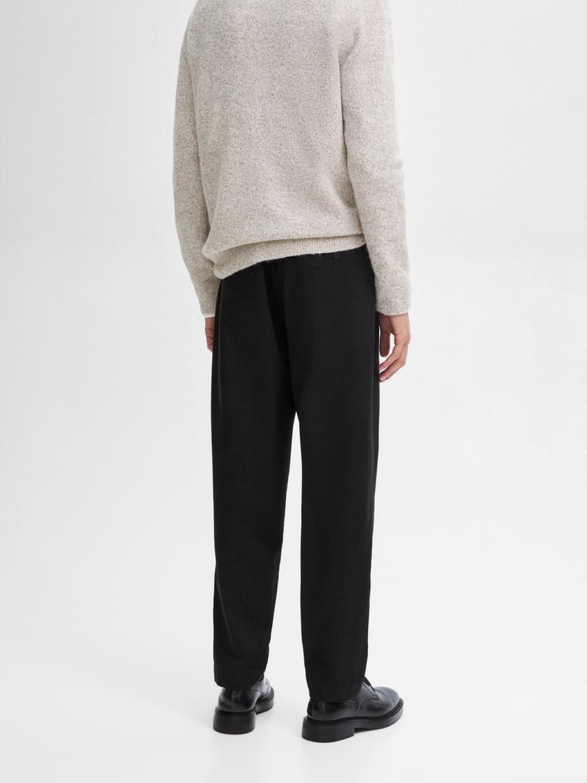Massimo Dutti Cotton Blend Jogger Fit Men Trousers Black | US-TP2384570