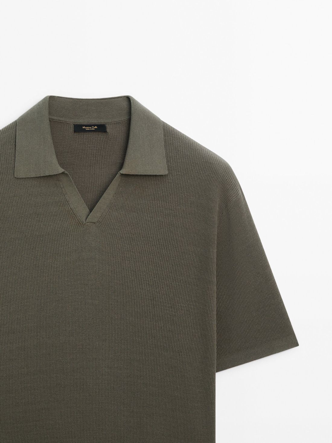 Massimo Dutti Cotton Blend Knit Men Polo Shirt Dark Green | US-BW8346205