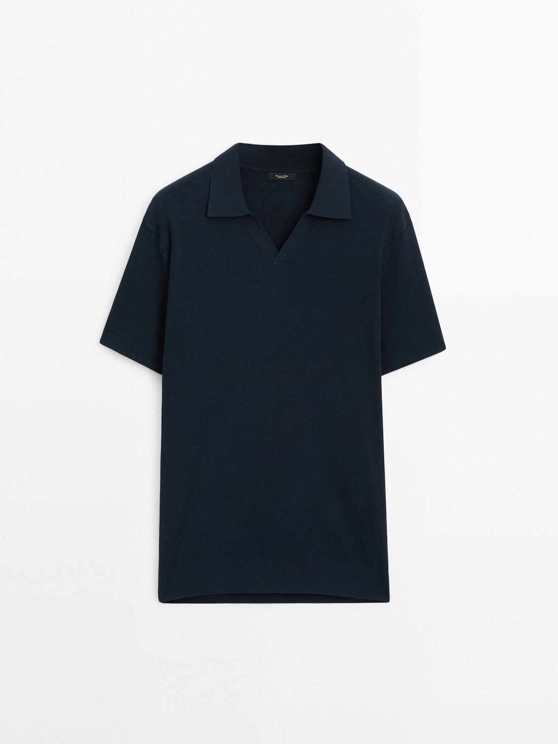 Massimo Dutti Cotton Blend Knit Men Polo Shirt Navy | US-CW5032879