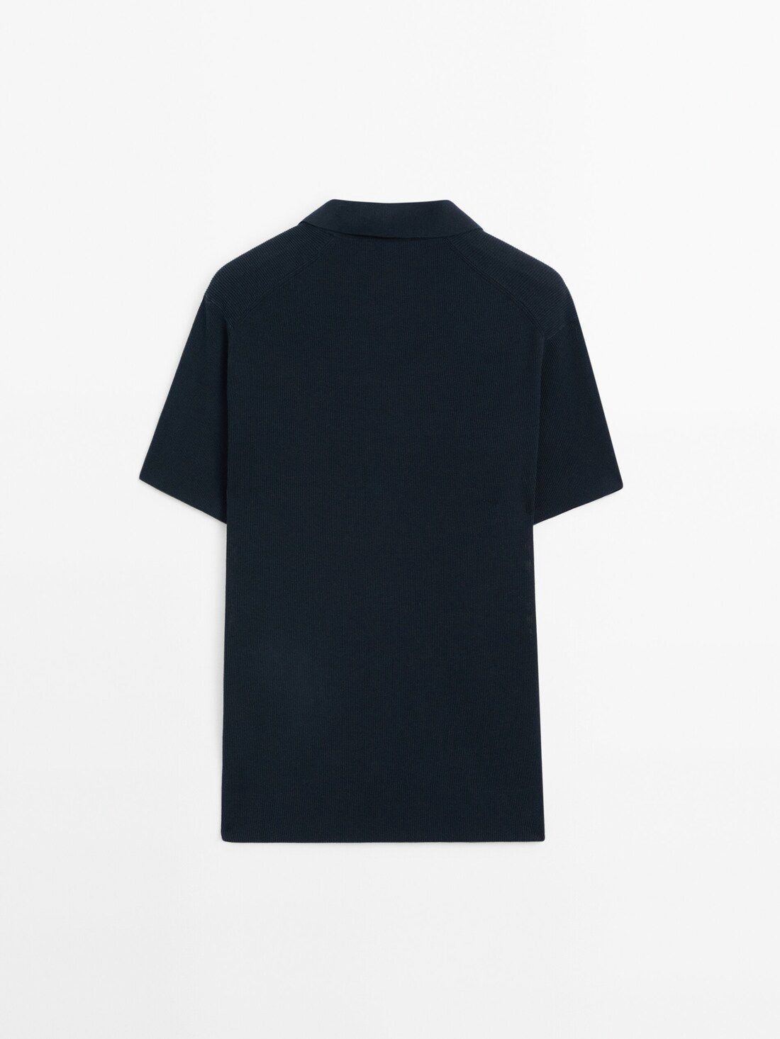 Massimo Dutti Cotton Blend Knit Men Polo Shirt Navy | US-CW5032879
