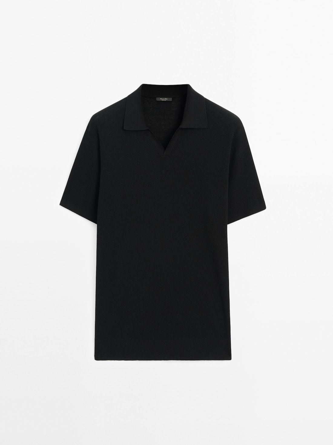 Massimo Dutti Cotton Blend Knit Men Polo Shirt Black | US-SJ5274803