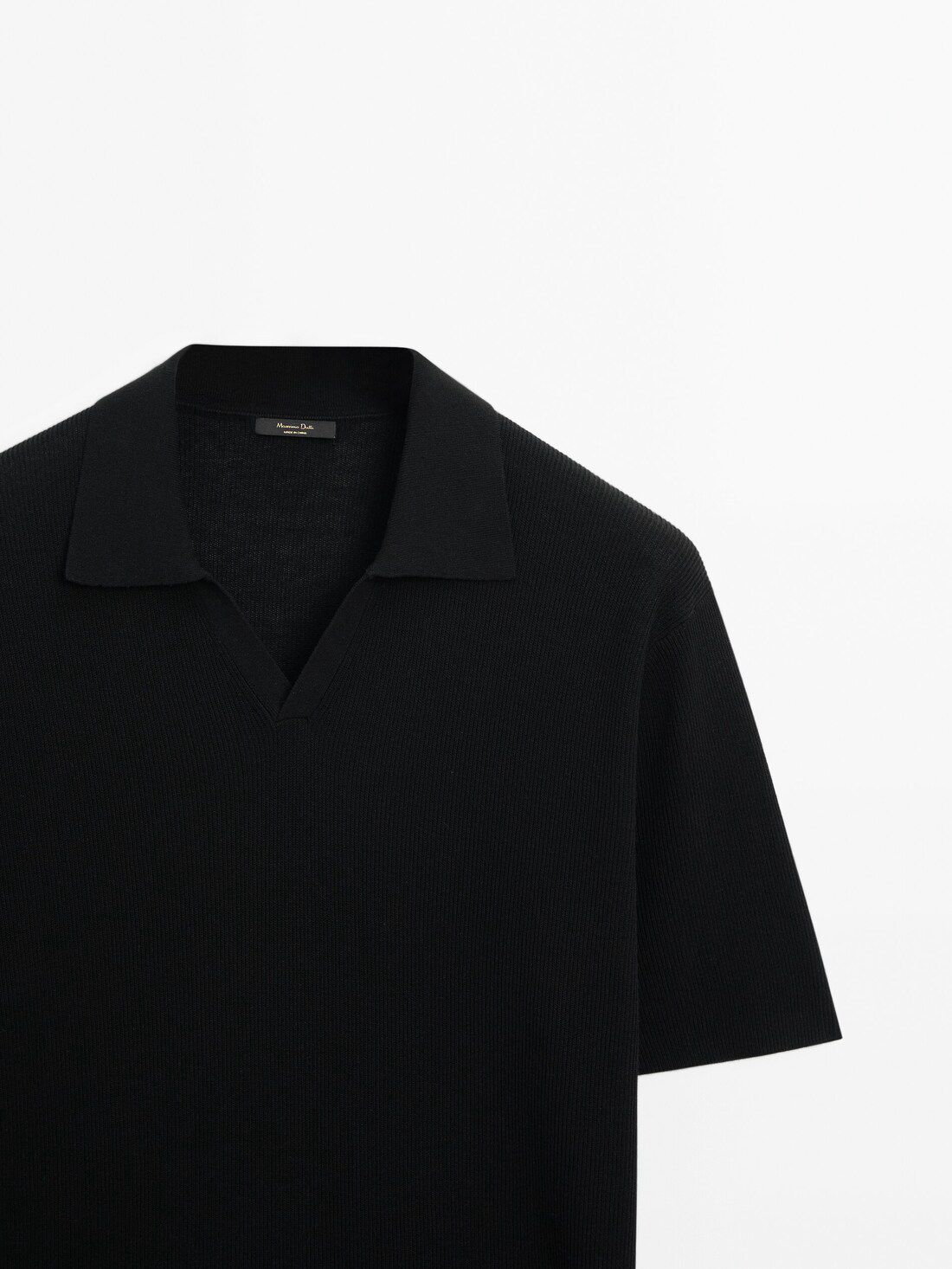 Massimo Dutti Cotton Blend Knit Men Polo Shirt Black | US-SJ5274803