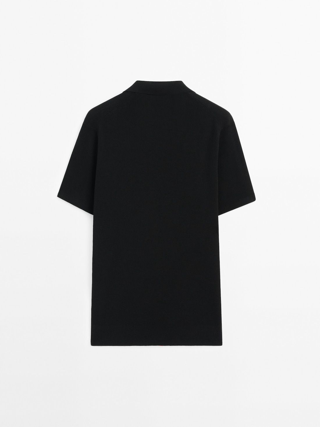 Massimo Dutti Cotton Blend Knit Men Polo Shirt Black | US-SJ5274803