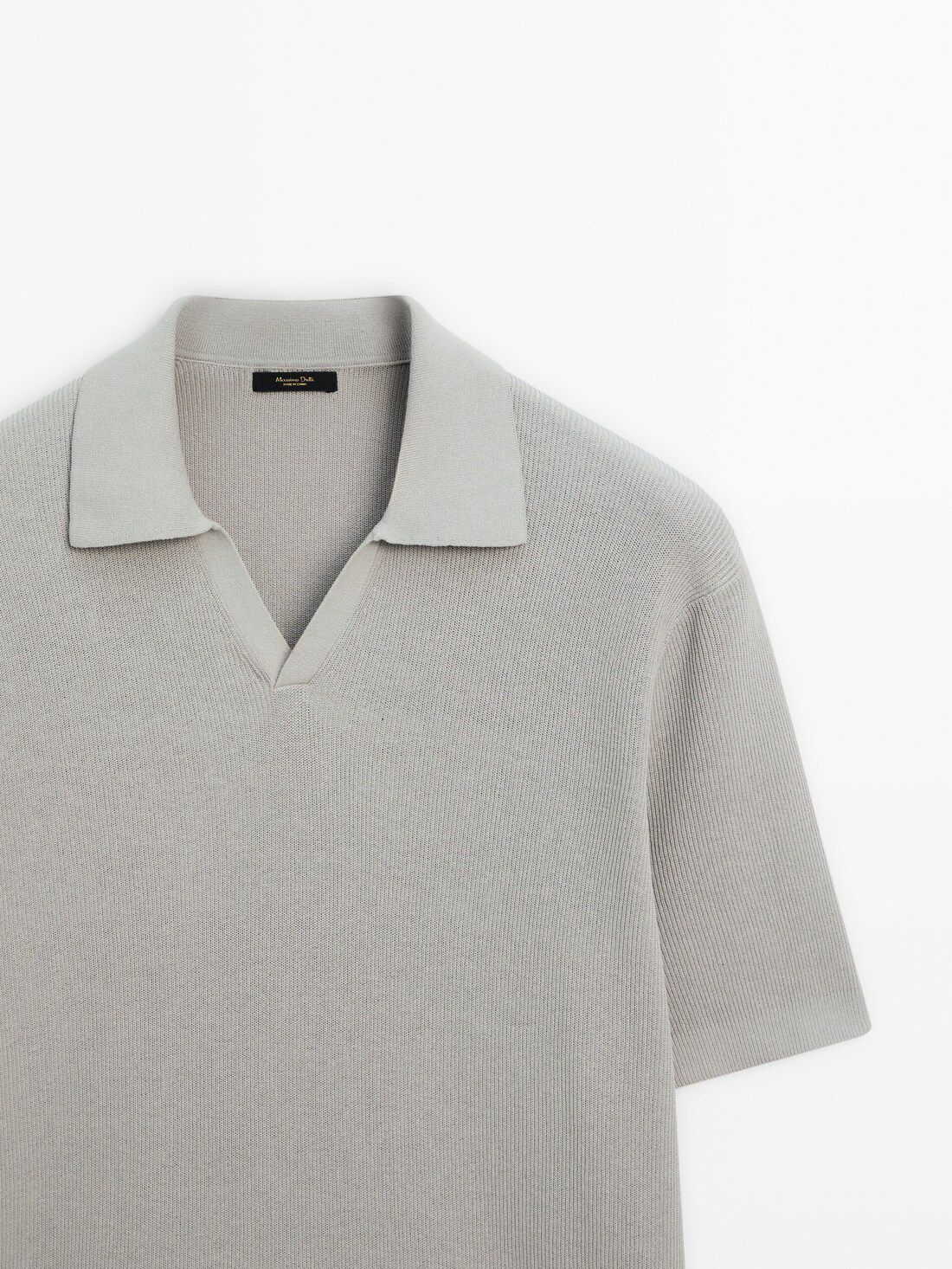 Massimo Dutti Cotton Blend Knit Men Polo Shirt Grey | US-QL5460327