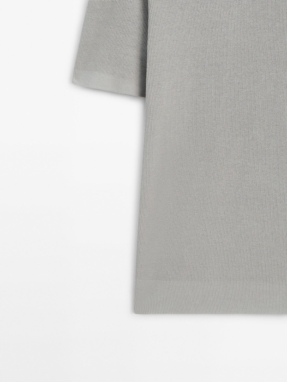 Massimo Dutti Cotton Blend Knit Men Polo Shirt Grey | US-QL5460327