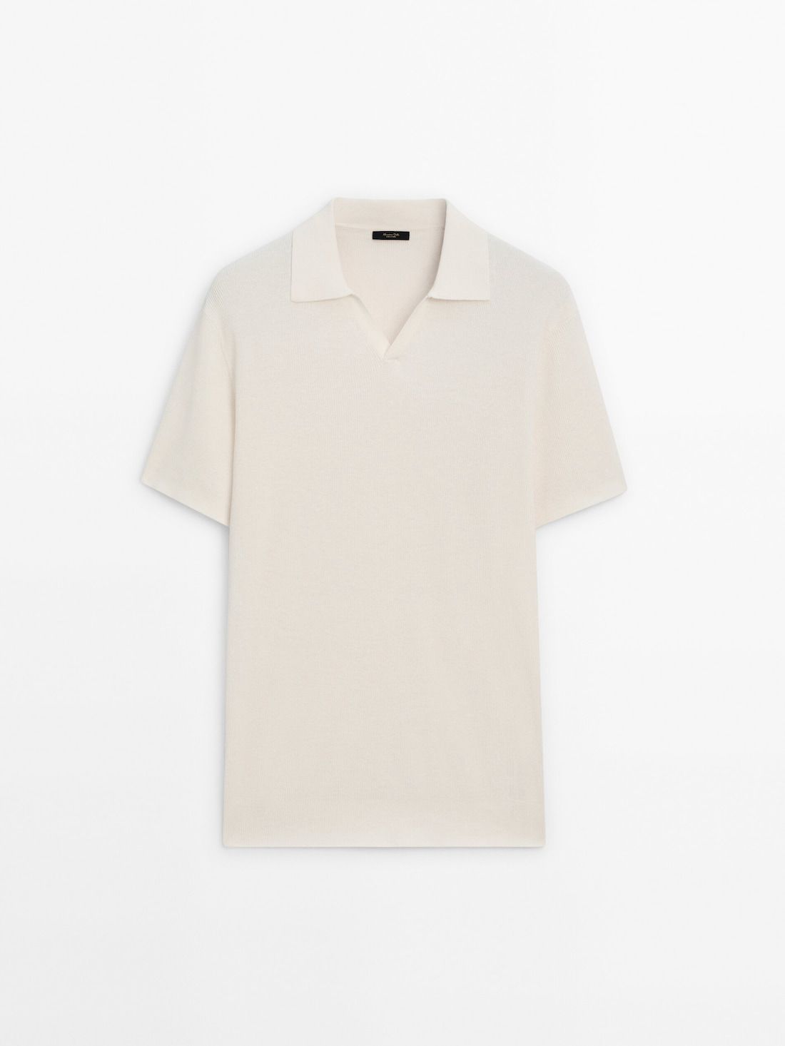 Massimo Dutti Cotton Blend Knit Men Polo Shirt Cream | US-BD5238196