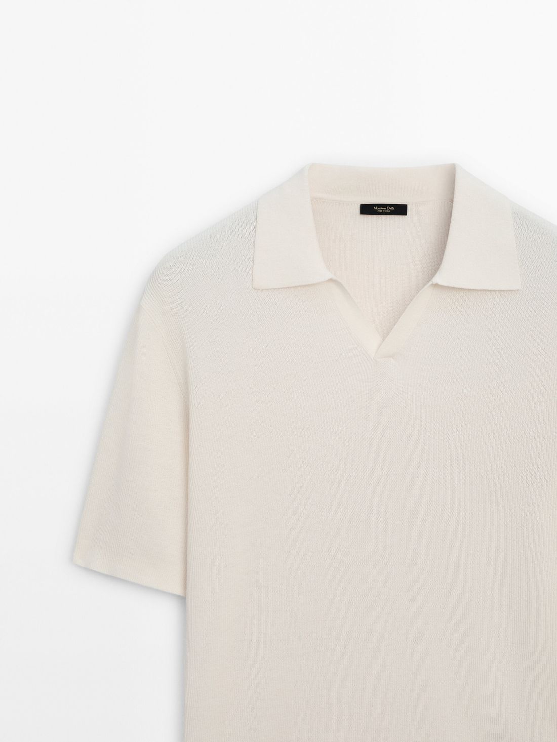 Massimo Dutti Cotton Blend Knit Men Polo Shirt Cream | US-BD5238196