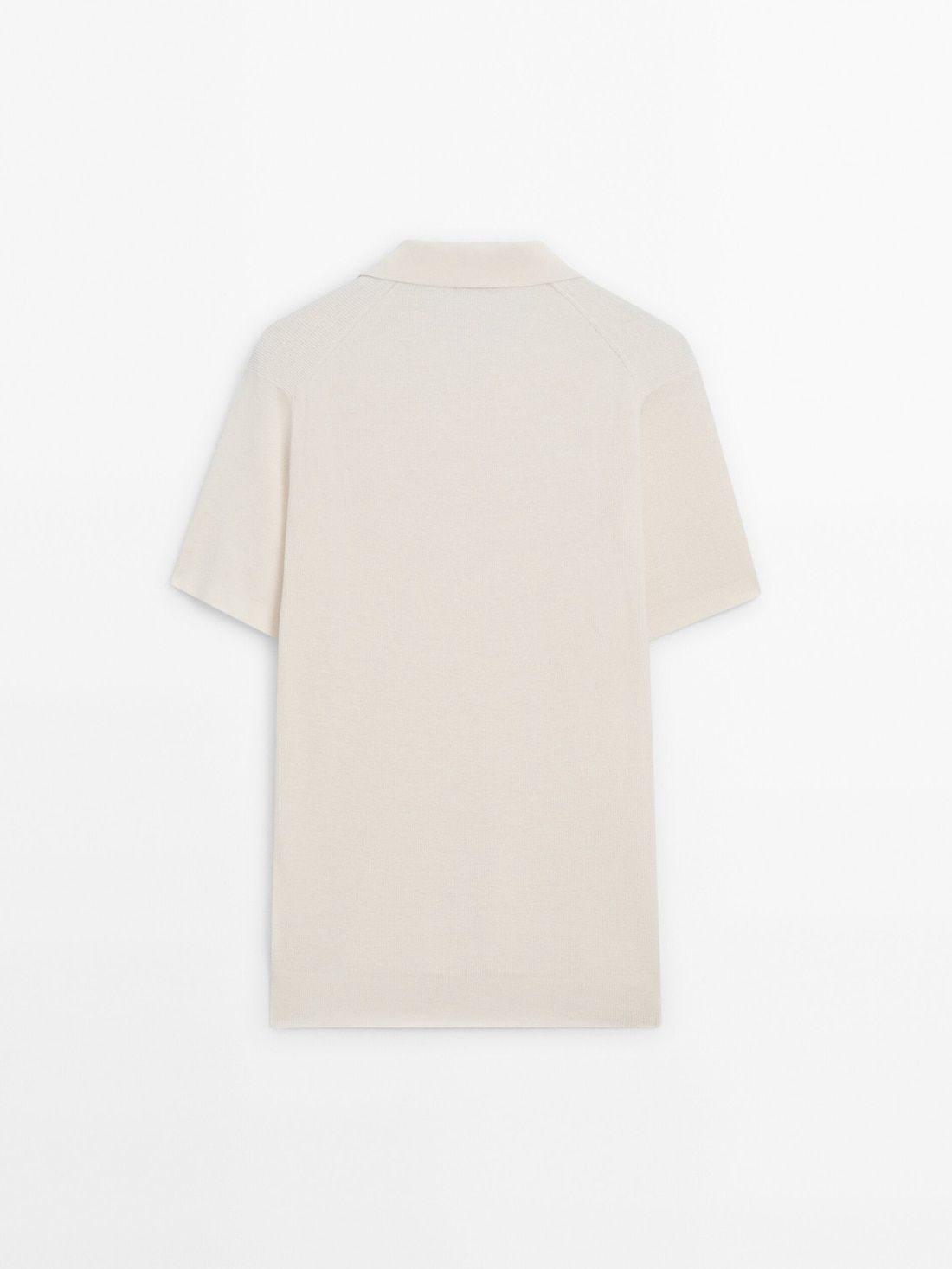 Massimo Dutti Cotton Blend Knit Men Polo Shirt Cream | US-BD5238196