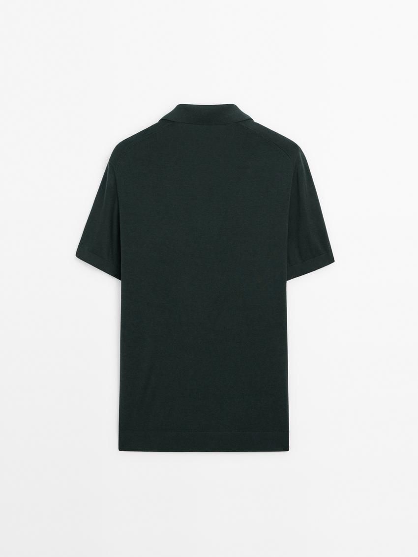 Massimo Dutti Cotton Blend Knit Men Polo Shirt Dark Green | US-XE3129850