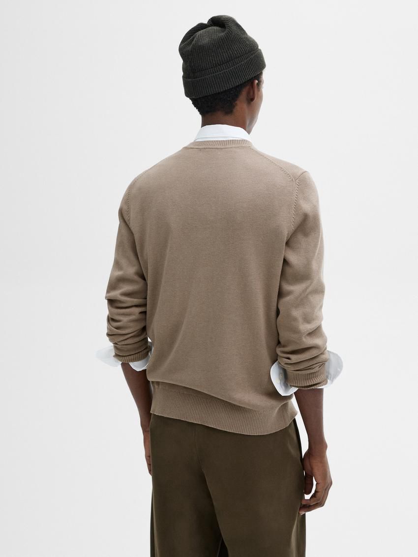 Massimo Dutti Cotton Blend Knit Men Sweater Brown | US-ZB0193758