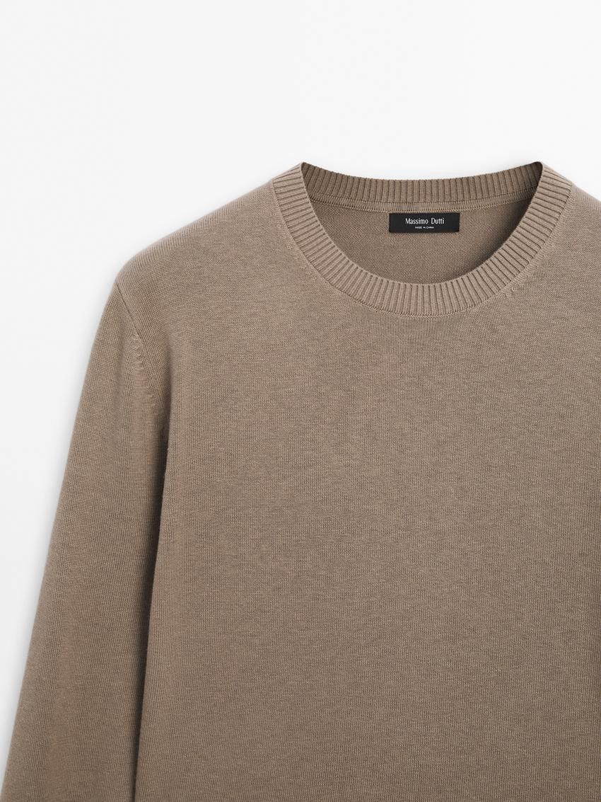 Massimo Dutti Cotton Blend Knit Men Sweater Brown | US-ZB0193758