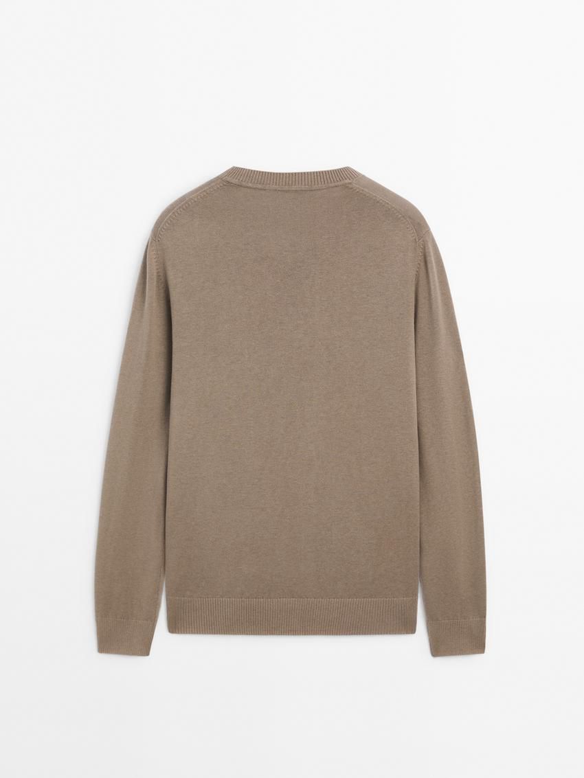 Massimo Dutti Cotton Blend Knit Men Sweater Brown | US-ZB0193758