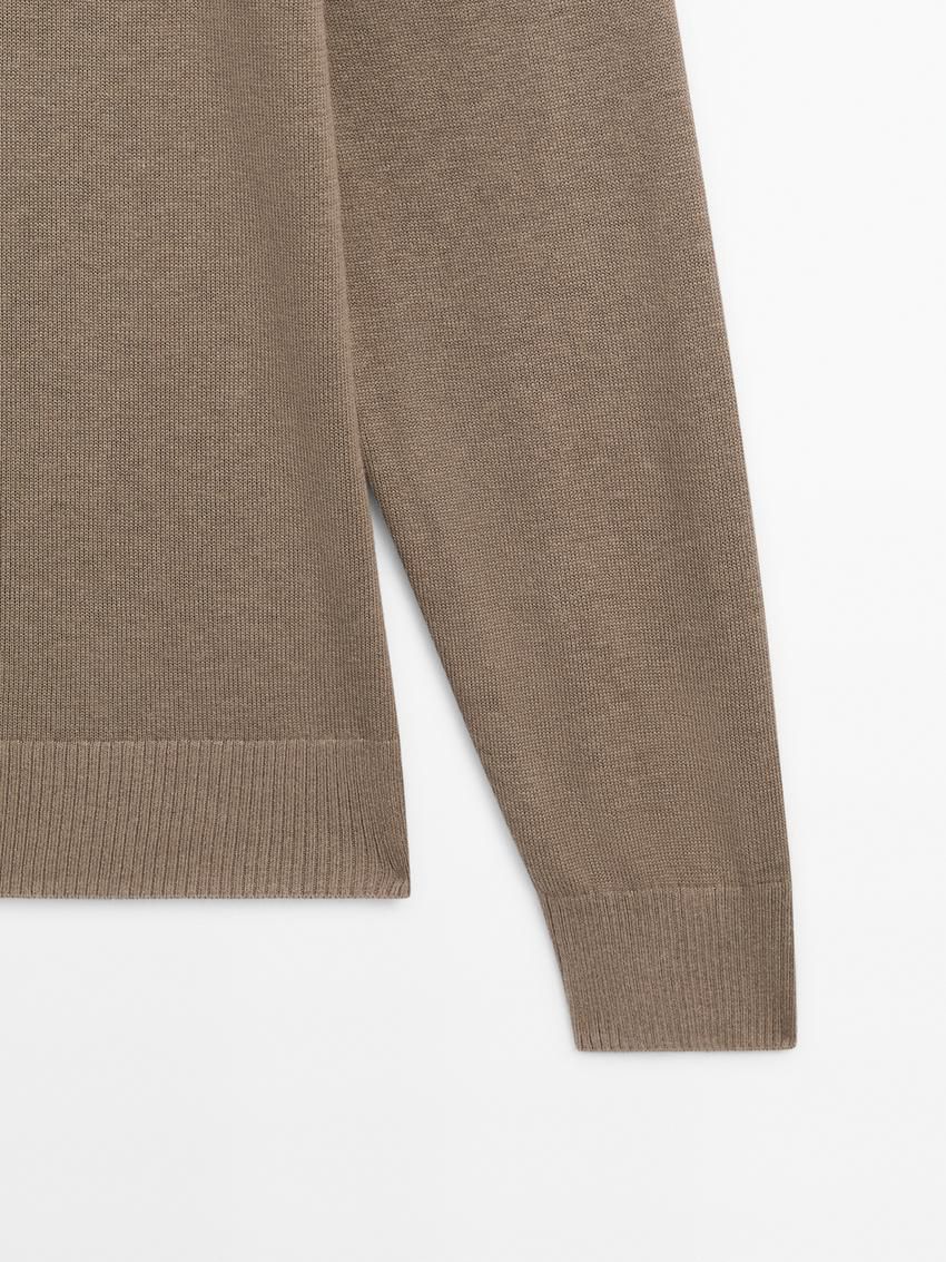 Massimo Dutti Cotton Blend Knit Men Sweater Brown | US-ZB0193758