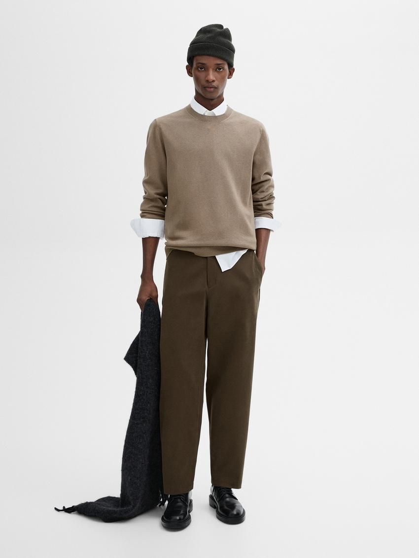 Massimo Dutti Cotton Blend Knit Men Sweater Brown | US-ZB0193758