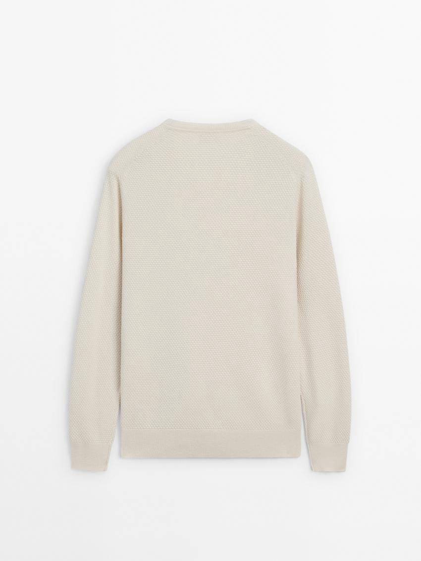 Massimo Dutti Cotton Blend Knit Men Sweater Beige | US-VF8971436