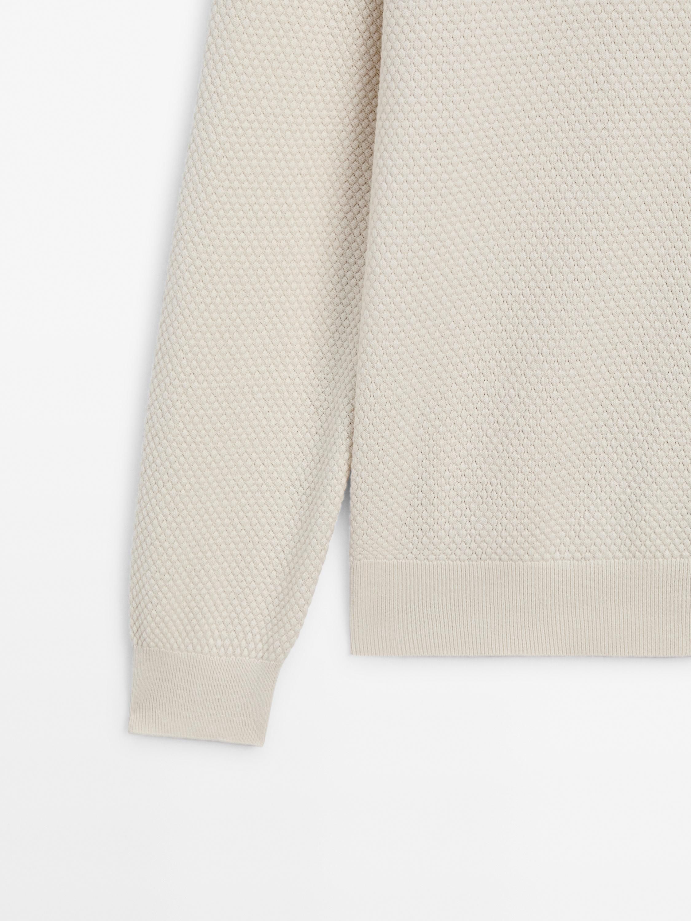 Massimo Dutti Cotton Blend Knit Men Sweater Beige | US-VF8971436