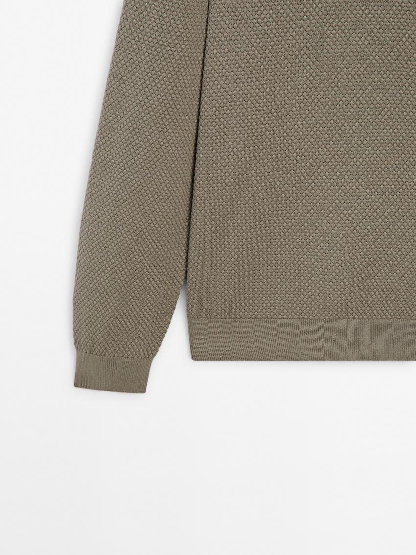 Massimo Dutti Cotton Blend Knit Men Sweater Khaki | US-FD0546798
