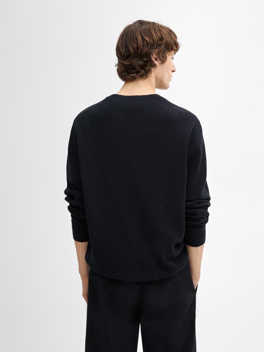 Massimo Dutti Cotton Blend Knit Men Sweater Navy | US-CY5819723