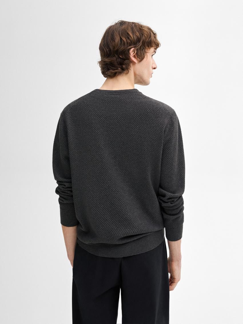 Massimo Dutti Cotton Blend Knit Men Sweater Dark Grey | US-DV1438062