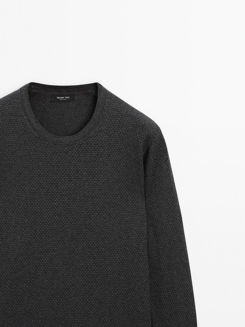 Massimo Dutti Cotton Blend Knit Men Sweater Dark Grey | US-DV1438062