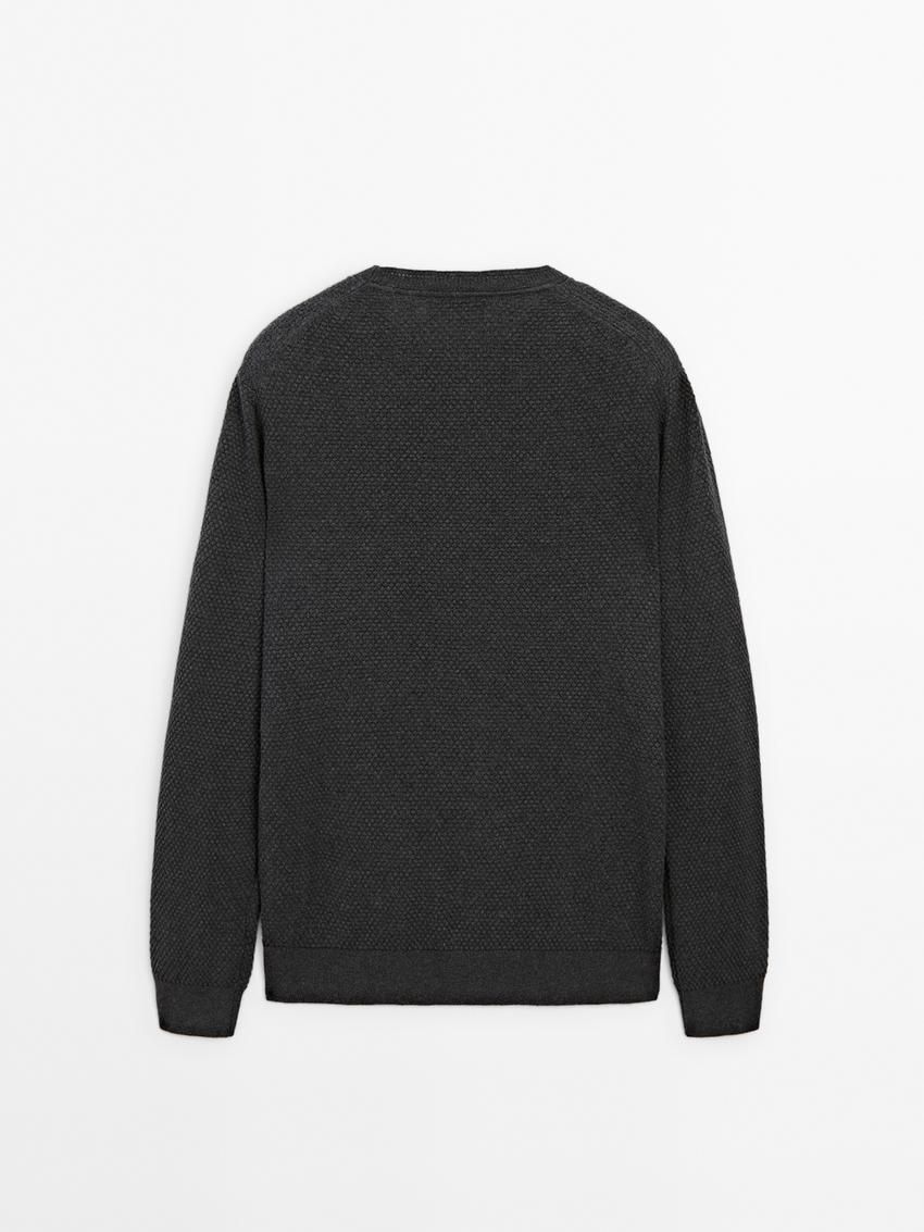 Massimo Dutti Cotton Blend Knit Men Sweater Dark Grey | US-DV1438062