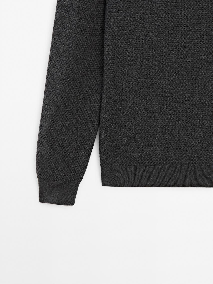 Massimo Dutti Cotton Blend Knit Men Sweater Dark Grey | US-DV1438062