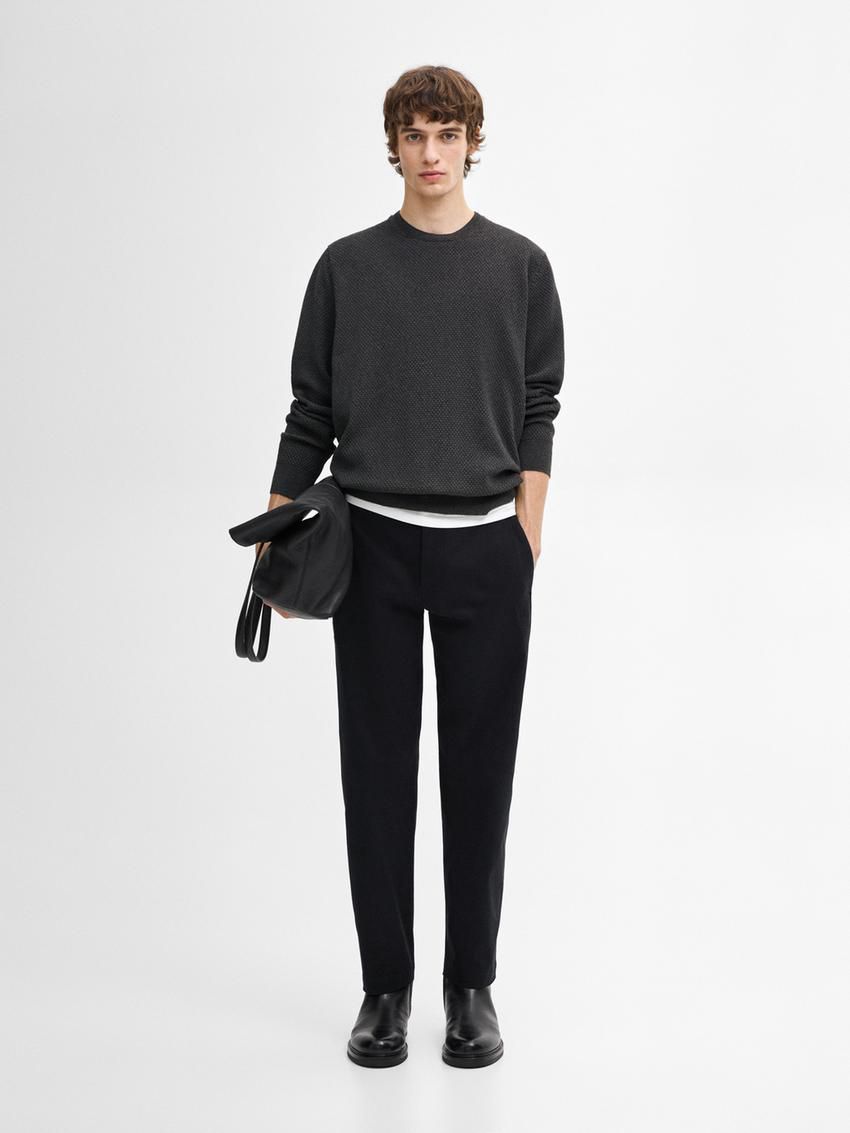 Massimo Dutti Cotton Blend Knit Men Sweater Dark Grey | US-DV1438062
