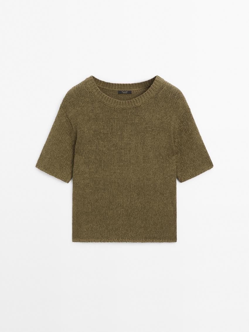 Massimo Dutti Cotton Blend Knit Women Sweater Olive | US-OQ0729386