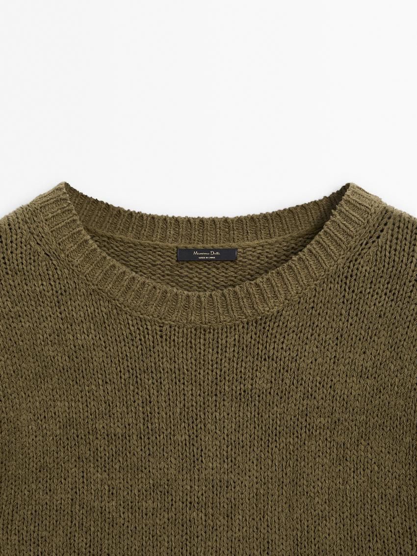 Massimo Dutti Cotton Blend Knit Women Sweater Olive | US-OQ0729386