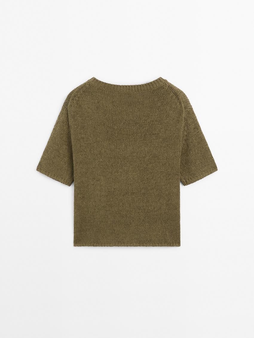Massimo Dutti Cotton Blend Knit Women Sweater Olive | US-OQ0729386