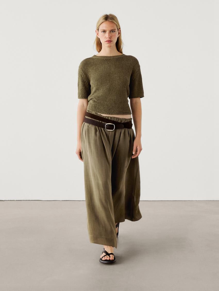 Massimo Dutti Cotton Blend Knit Women Sweater Olive | US-OQ0729386