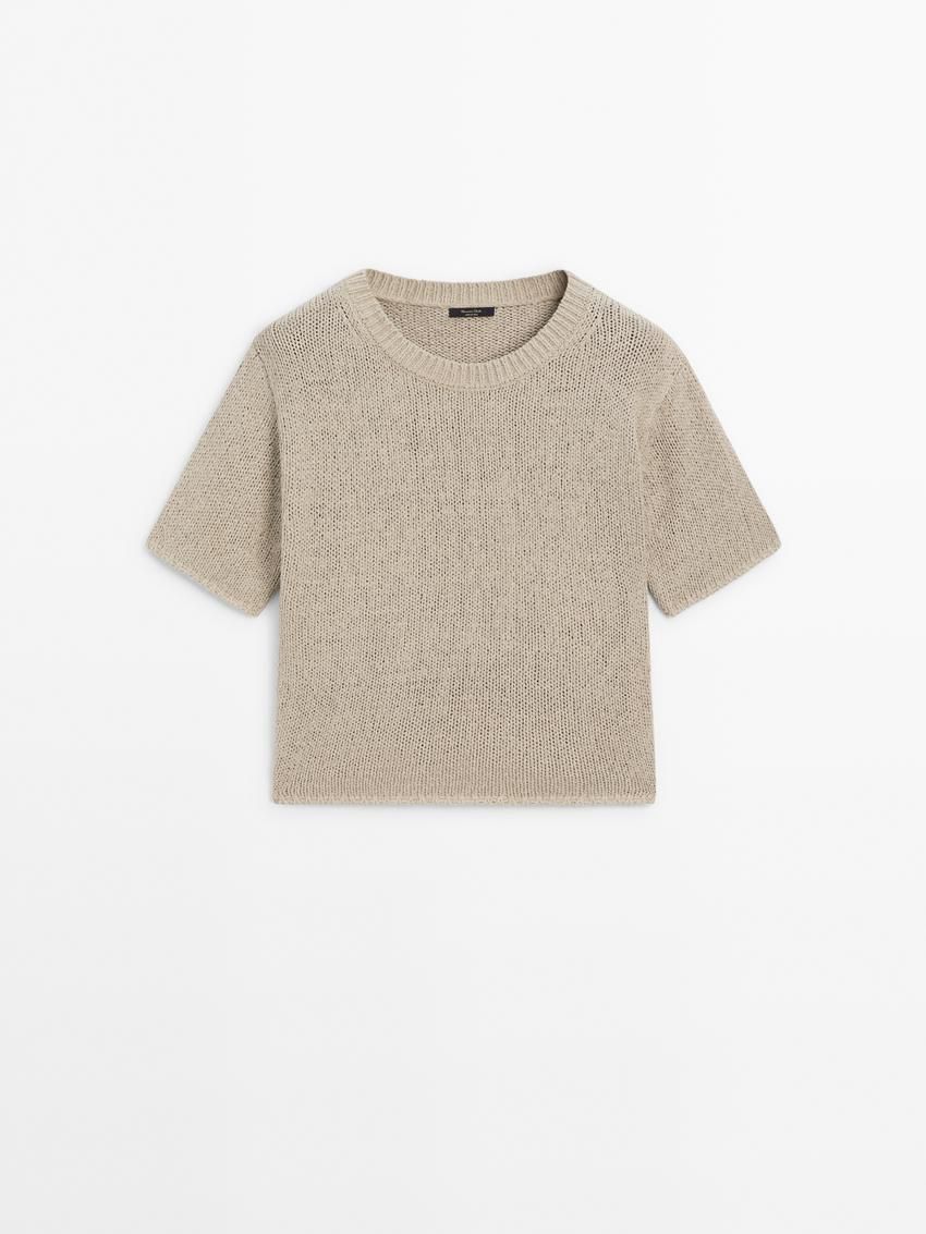 Massimo Dutti Cotton Blend Knit Women Sweater Cream | US-KZ9325170