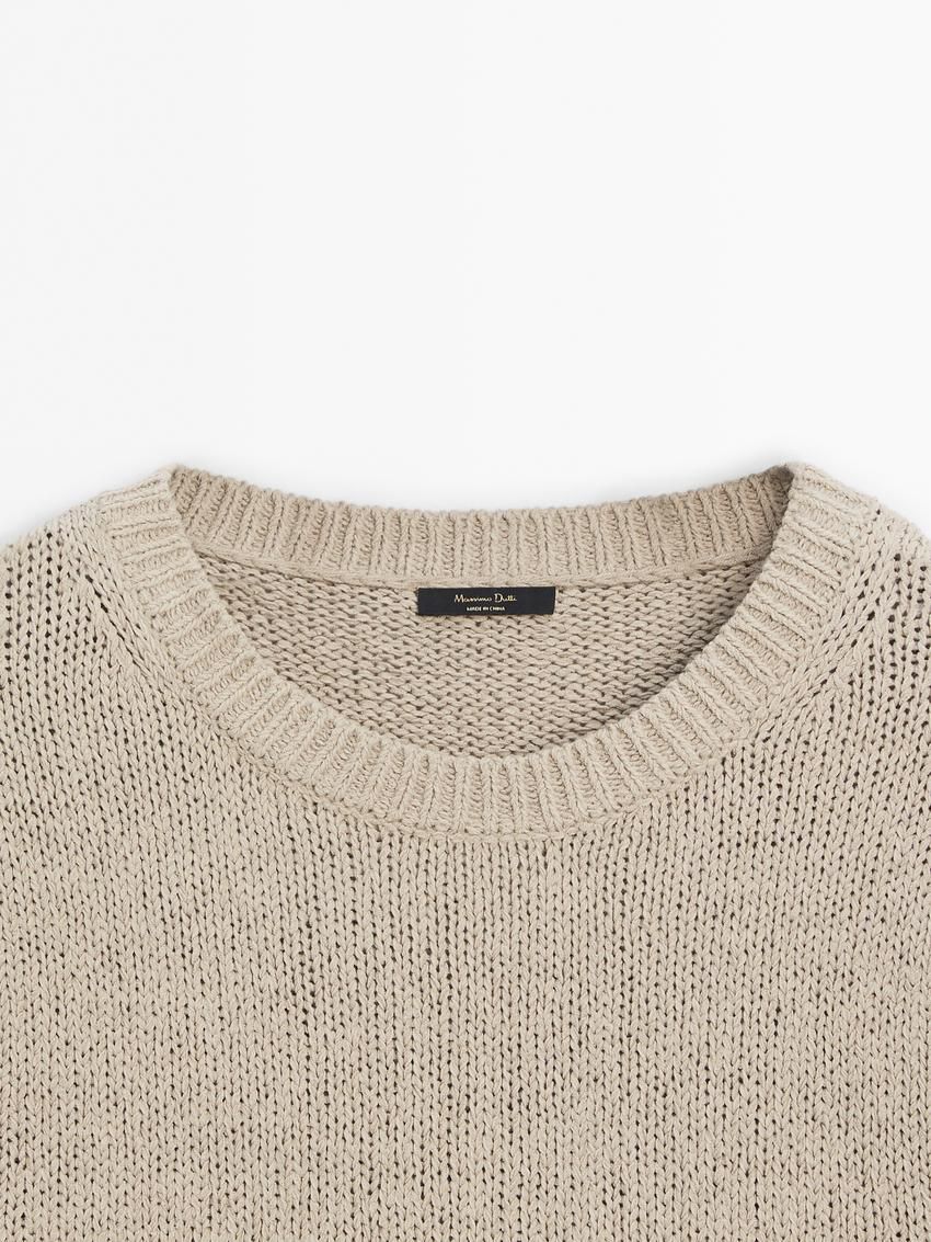Massimo Dutti Cotton Blend Knit Women Sweater Cream | US-KZ9325170