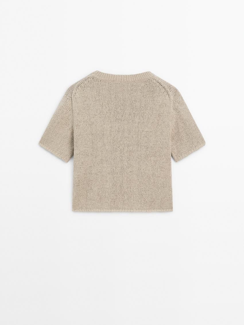 Massimo Dutti Cotton Blend Knit Women Sweater Cream | US-KZ9325170