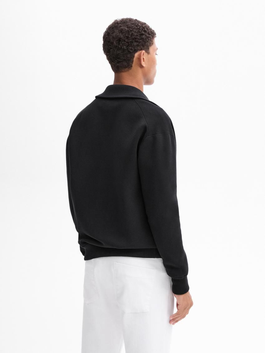 Massimo Dutti Cotton Blend Knit Zip-up Men Cardigan Black | US-FB2814307