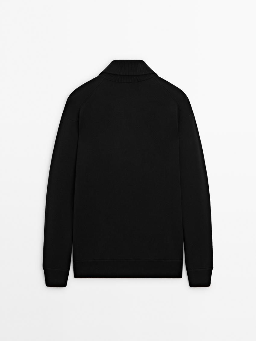 Massimo Dutti Cotton Blend Knit Zip-up Men Cardigan Black | US-FB2814307