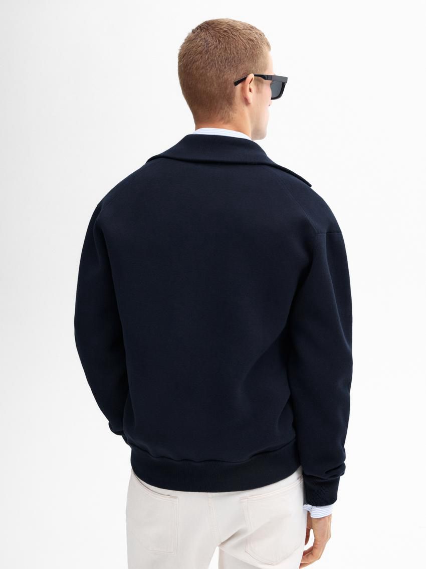 Massimo Dutti Cotton Blend Knit Zip-up Men Cardigan Navy | US-IG6394725