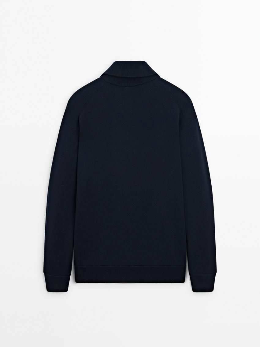 Massimo Dutti Cotton Blend Knit Zip-up Men Cardigan Navy | US-IG6394725