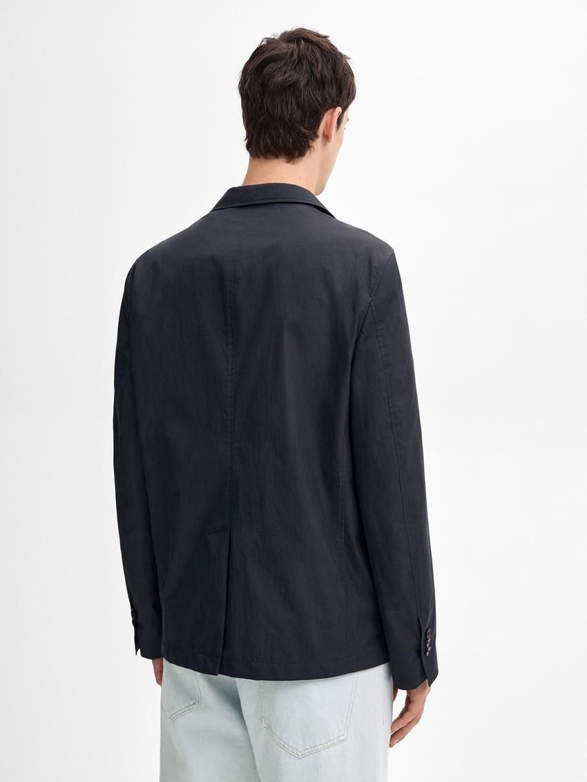 Massimo Dutti Cotton Blend Men Blazer Navy | US-FI9167843