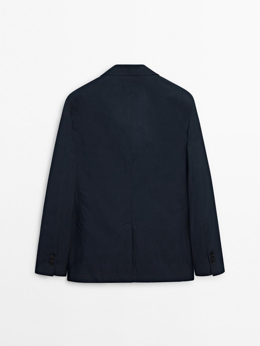 Massimo Dutti Cotton Blend Men Blazer Navy | US-FI9167843