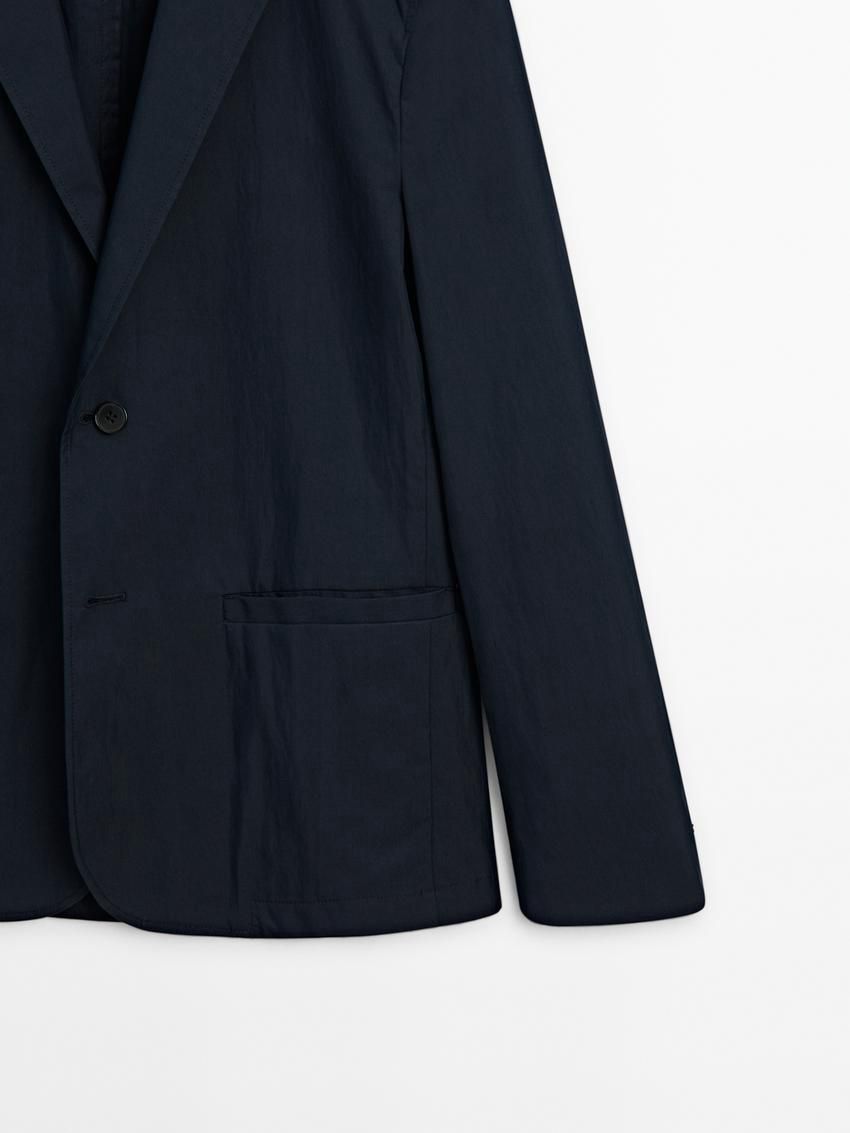 Massimo Dutti Cotton Blend Men Blazer Navy | US-FI9167843